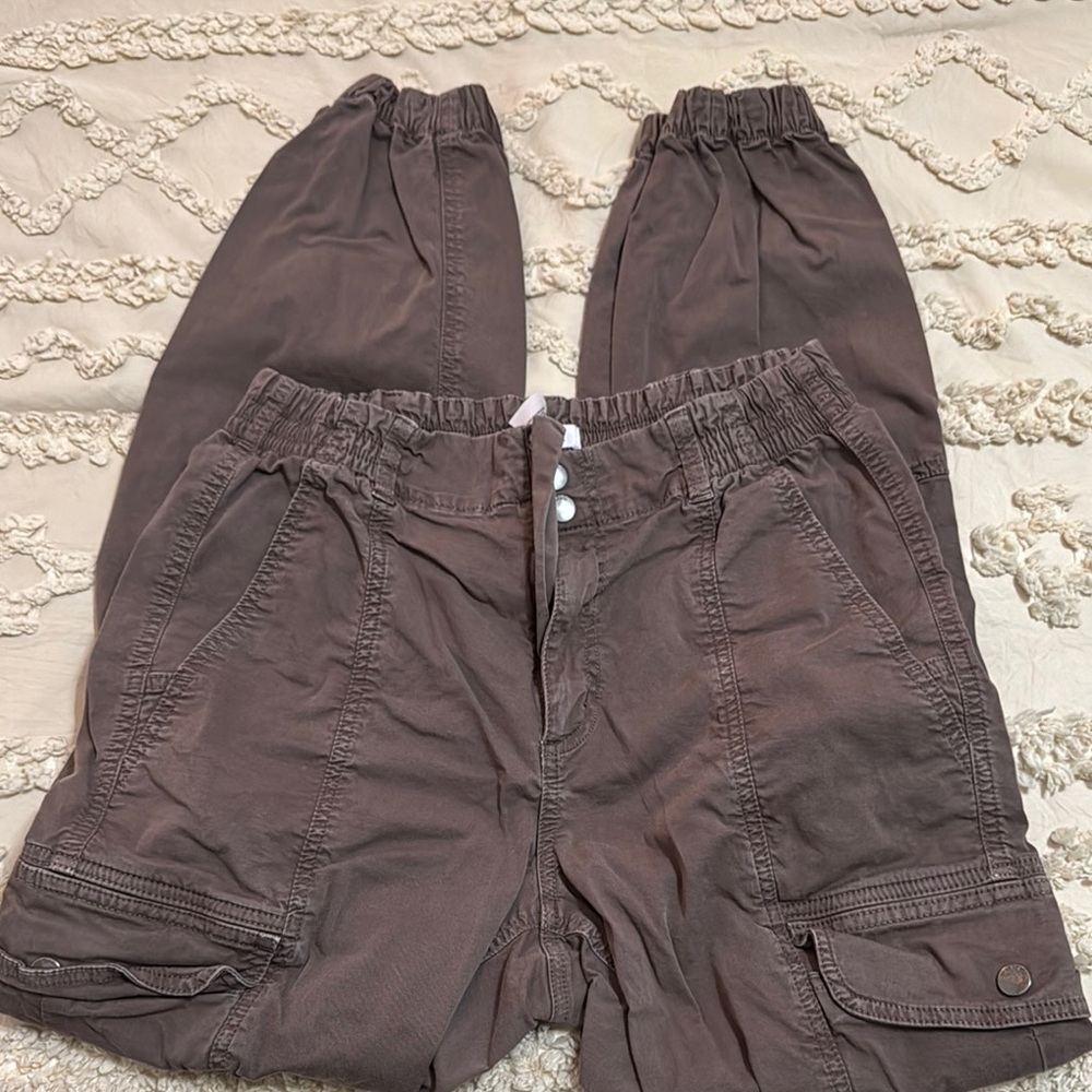 garage brown cargo joggers